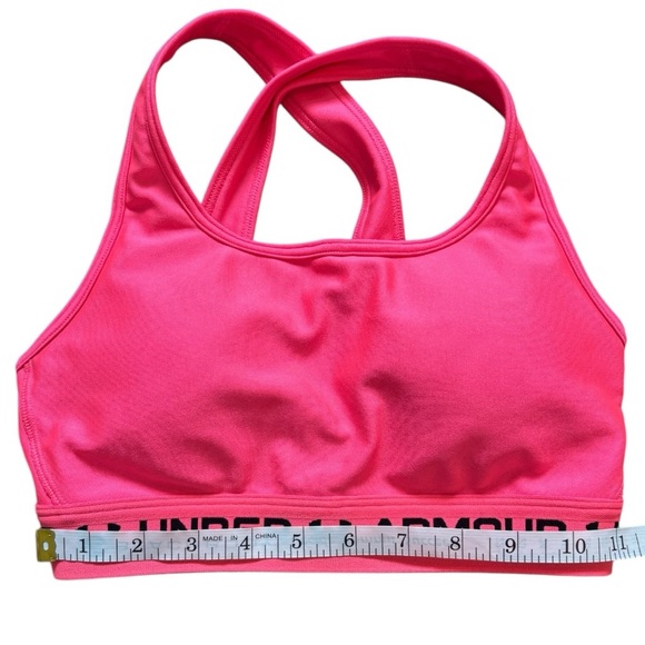 Under Armour Sports Bra Women’s Small Mid Crossback Compression Fit Pink - Picture 8 of 9